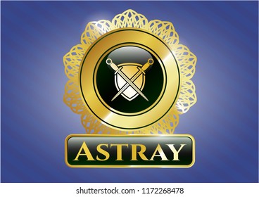  Shiny emblem with swords crossed with shield icon and Astray text inside