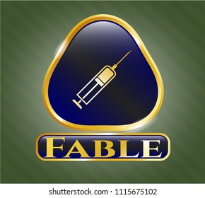  Shiny emblem with syringe icon and Fable text inside