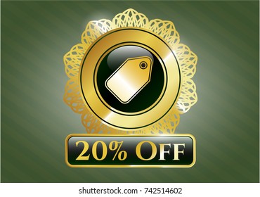 Shiny emblem with tag icon and 20% Off text inside