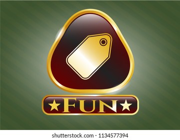  Shiny emblem with tag icon and Fun text inside
