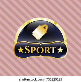  Shiny emblem with tag icon and Sport text inside