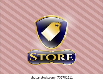  Shiny emblem with tag icon and Store text inside
