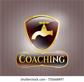 Shiny emblem with tap icon and Coaching text inside Shiny emblem with tap icon and Coaching text inside