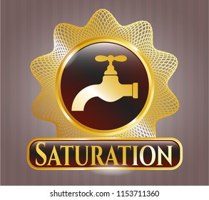  Shiny emblem with tap icon and Saturation text inside