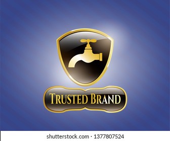  Shiny emblem with tap icon and Trusted Brand text inside