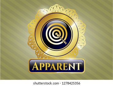  Shiny emblem with target, business icon and Apparent text inside