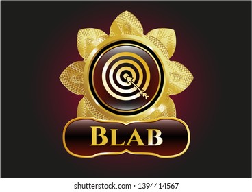  Shiny emblem with target, business icon and Blab text inside