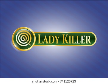  Shiny emblem with target, business icon and Lady Killer text inside