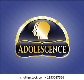  Shiny emblem with team work icon and Adolescence text inside