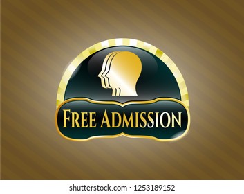  Shiny emblem with team work icon and Free Admission text inside