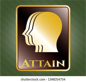  Shiny emblem with team work icon and Attain text inside