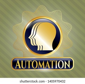  Shiny emblem with team work icon and Automation text inside
