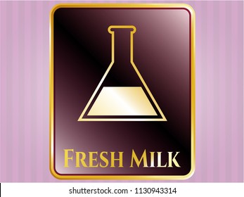  Shiny emblem with test tube icon and Fresh Milk text inside
