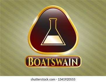  Shiny emblem with test tube icon and Boatswain text inside