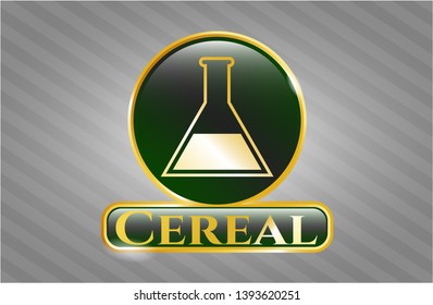  Shiny emblem with test tube icon and Cereal text inside