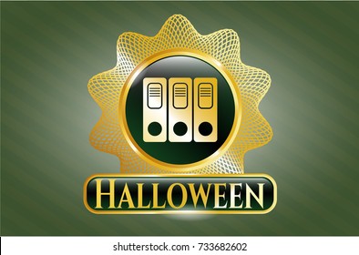  Shiny emblem with three folders icon and Halloween text inside