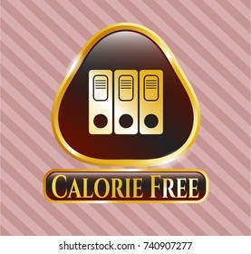  Shiny emblem with three folders icon and Calorie Free text inside