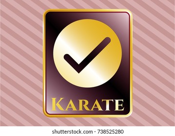  Shiny emblem with tick icon and Karate text inside