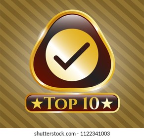  Shiny emblem with tick icon and Top 10 text inside