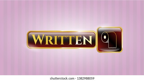  Shiny emblem with toilet paper icon and Written text inside