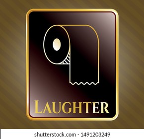  Shiny emblem with toilet paper icon and Laughter text inside