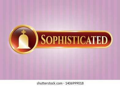  Shiny emblem with tombstone icon and Sophisticated text inside