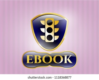  Shiny emblem with traffic light icon and ebook text inside