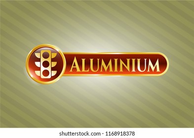  Shiny emblem with traffic light icon and Aluminium text inside