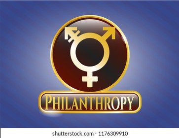  Shiny emblem with transgender icon and Philanthropy text inside