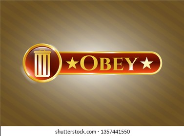  Shiny emblem with trash can icon and Obey text inside