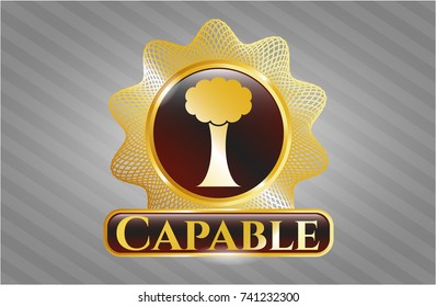  Shiny emblem with tree icon and Capable text inside