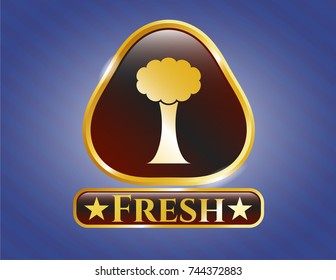  Shiny emblem with tree icon and Fresh text inside