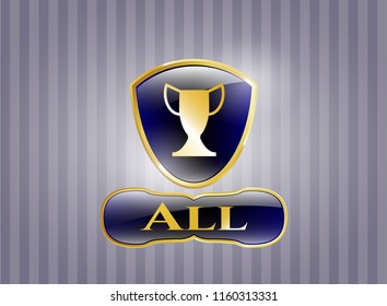  Shiny emblem with trophy icon and All text inside
