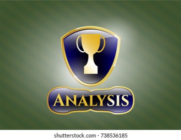  Shiny emblem with trophy icon and Analysis text inside