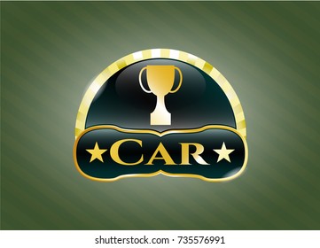  Shiny emblem with trophy icon and Car text inside