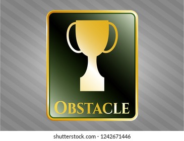  Shiny emblem with trophy icon and Obstacle text inside