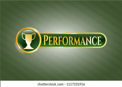  Shiny emblem with trophy icon and Performance text inside