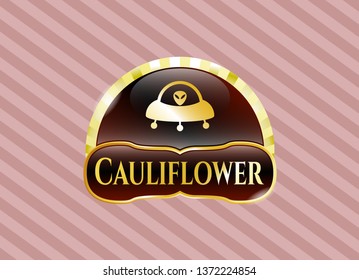  Shiny emblem with ufo with aline inside icon and Cauliflower text inside