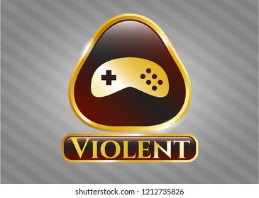  Shiny emblem with video game icon and Violent text inside