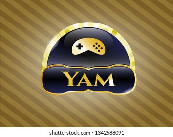  Shiny emblem with video game icon and Yam text inside