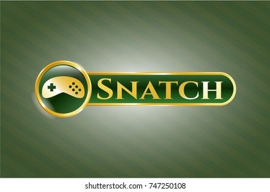  Shiny emblem with video game icon and Snatch text inside