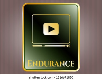  Shiny emblem with video player icon and Endurance text inside