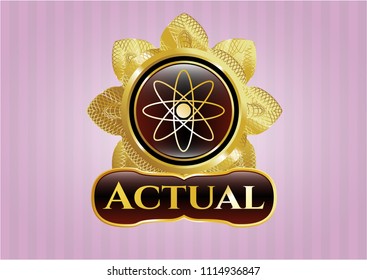  Shiny emblem w Shiny emblem with atom icon and Actual text insideith atom icon and Actual text inside