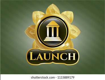  Shiny emblem w Gold emblem with bank icon and Launch text insideith bank icon and Launch text inside