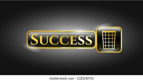  Shiny emblem with wastepaper basket icon and Success text inside