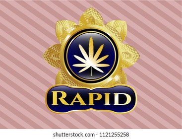  Shiny emblem with weed leaf icon and Rapid text inside