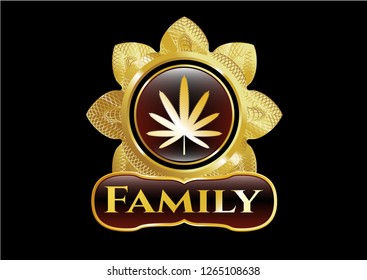  Shiny emblem with weed leaf icon and Family text inside