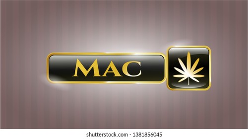  Shiny emblem with weed leaf icon and Mac text inside