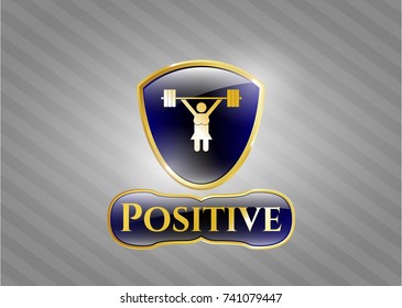  Shiny emblem with weightlifter girl icon and Positive text inside
