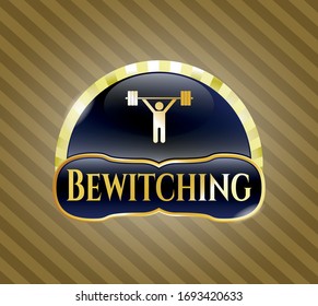  Shiny emblem with weightlifting icon and Bewitching text inside